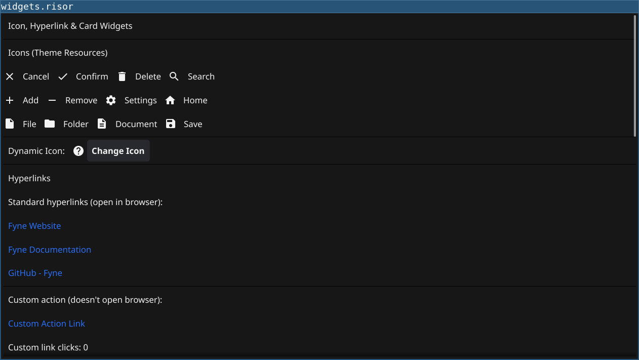 Icon, Hyperlink & Card Screenshot