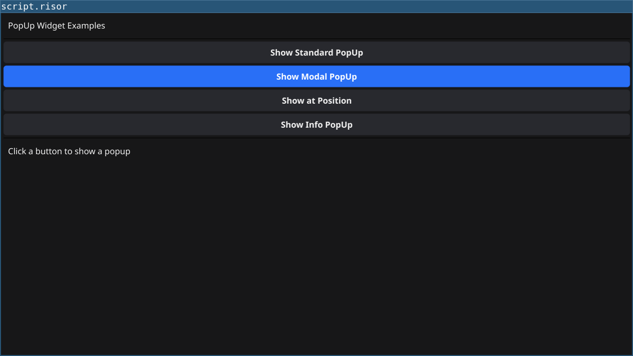 Popup Menu Screenshot