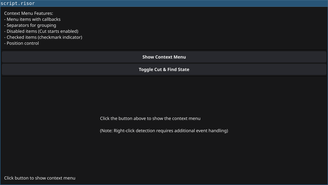Menu Screenshot