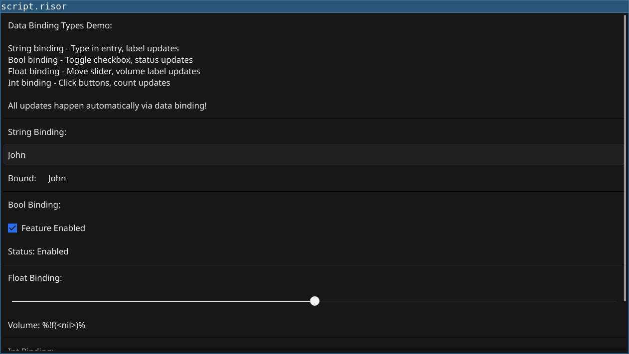 Data Binding Types Screenshot