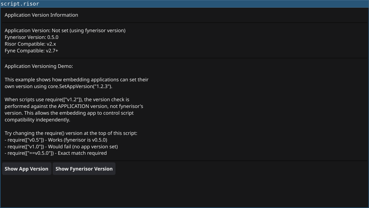 App Versioning Screenshot